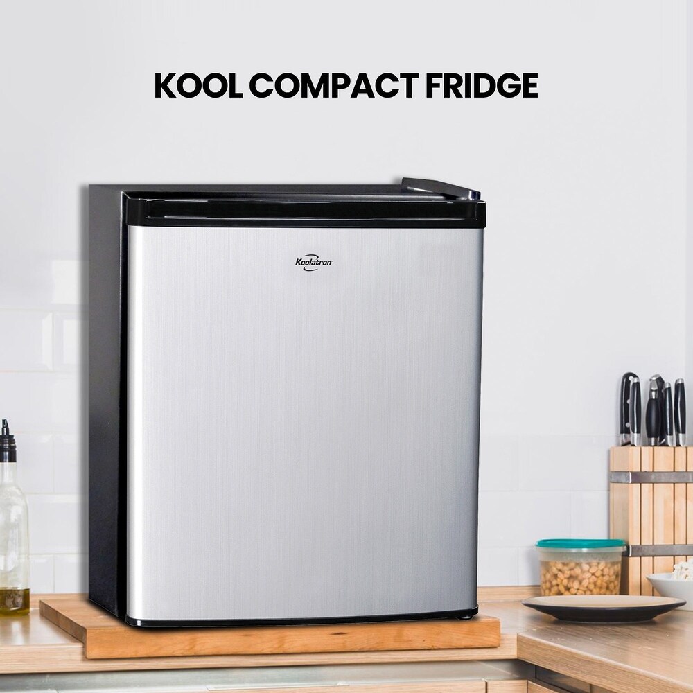 Koolatron Stainless Steel Compact Fridge  1.7 Cu Ft  110V AC/12V DC