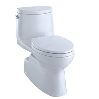 TOTO Carlyle II 1-Piece 1.28 GPF Single Flush Elongated ADA Comfort Height Toilet in Cotton White SoftClose Seat Included MS614124CEFG#01