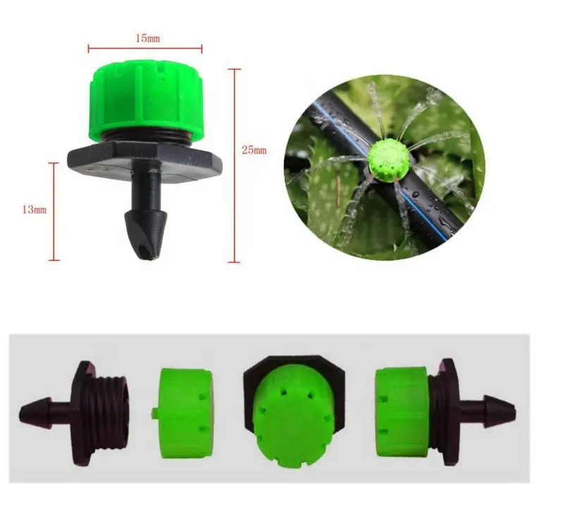 Green 1/4Inch Adjustable Micro Drip Irrigation System Watering Sprinklers Anti Clogging Emitter Dripper Red Garden Supplies