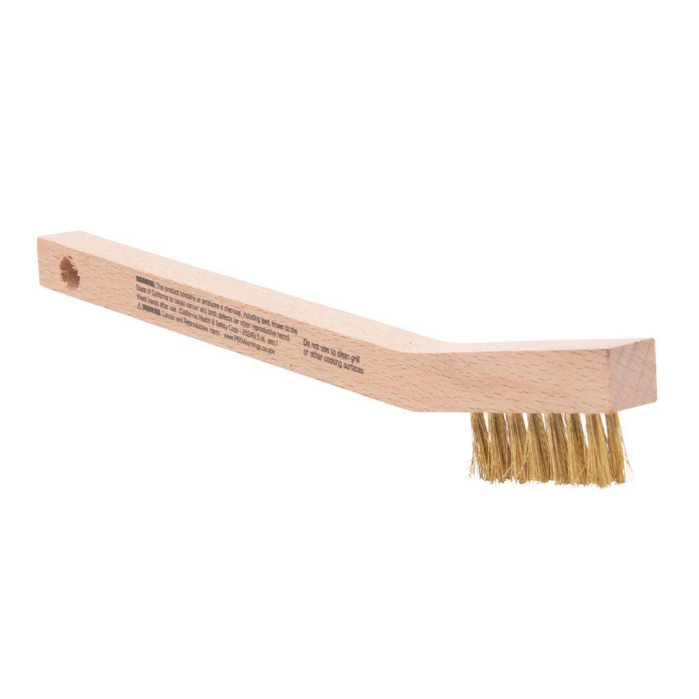 Lincoln Electric 8 in. Long Wooden Handled Brass Welding Wire Brush (.3 in. x 1.6 in. Bristle Area 3 x 7 Row) for Cleaning Aluminum KH582