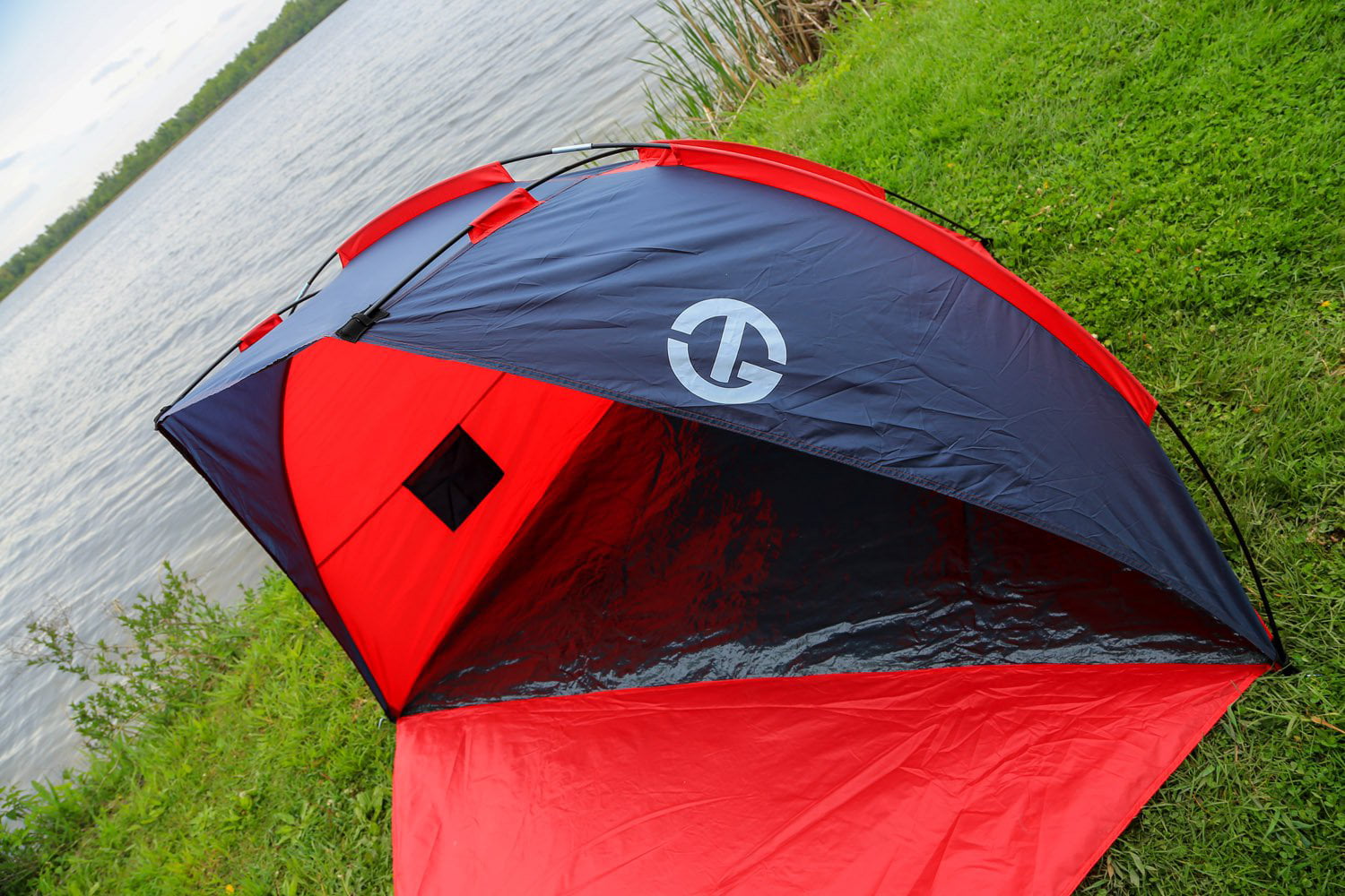 Tahoe Gear Cruz Bay Summer Sun Shelter and Beach Shade Tent Canopy， Red (2 Pack)