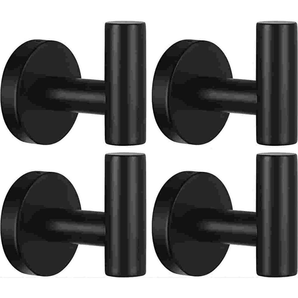 Dyiom Round Bathroom Robe Hook and Towel Hook Stainless Steel Towel Hooks J-Hook RobeTowel Hook in Black B08F999N1D