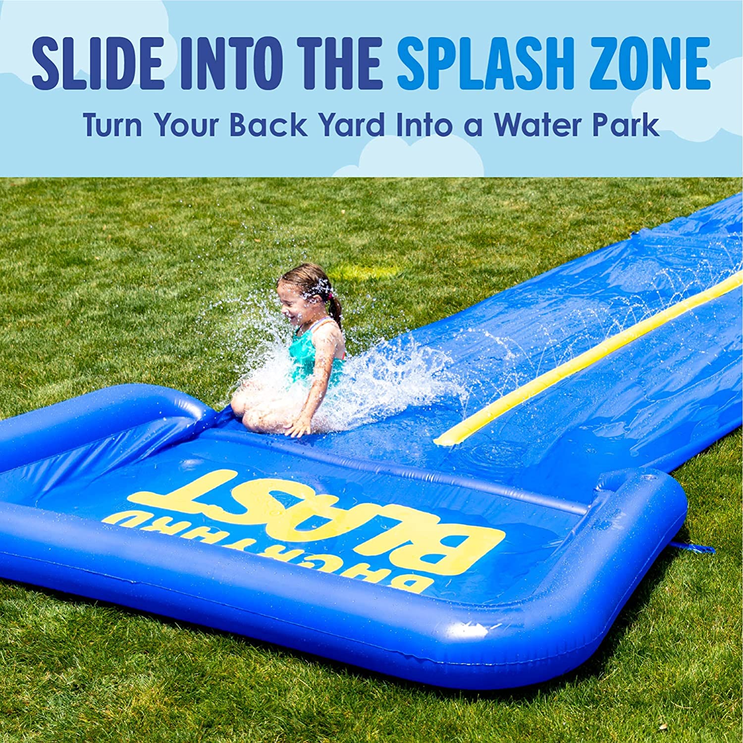 Terra 30' Waterslide with Splash Zone Easy to Setup with Extra Thick to Prevent Rips & Tears With Endless Summer Fun For Kids And Children