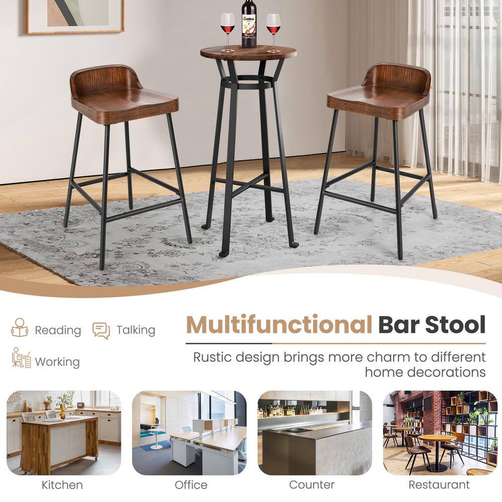 Gymax 4PCS 28 in.  Low-Back Bar Stool Industrial Counter Height Chair Stool GYM09678