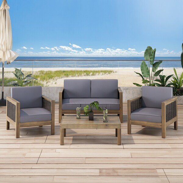 Linwood 4piece Acacia Wood Patio Chat Set by Christopher Knight Home