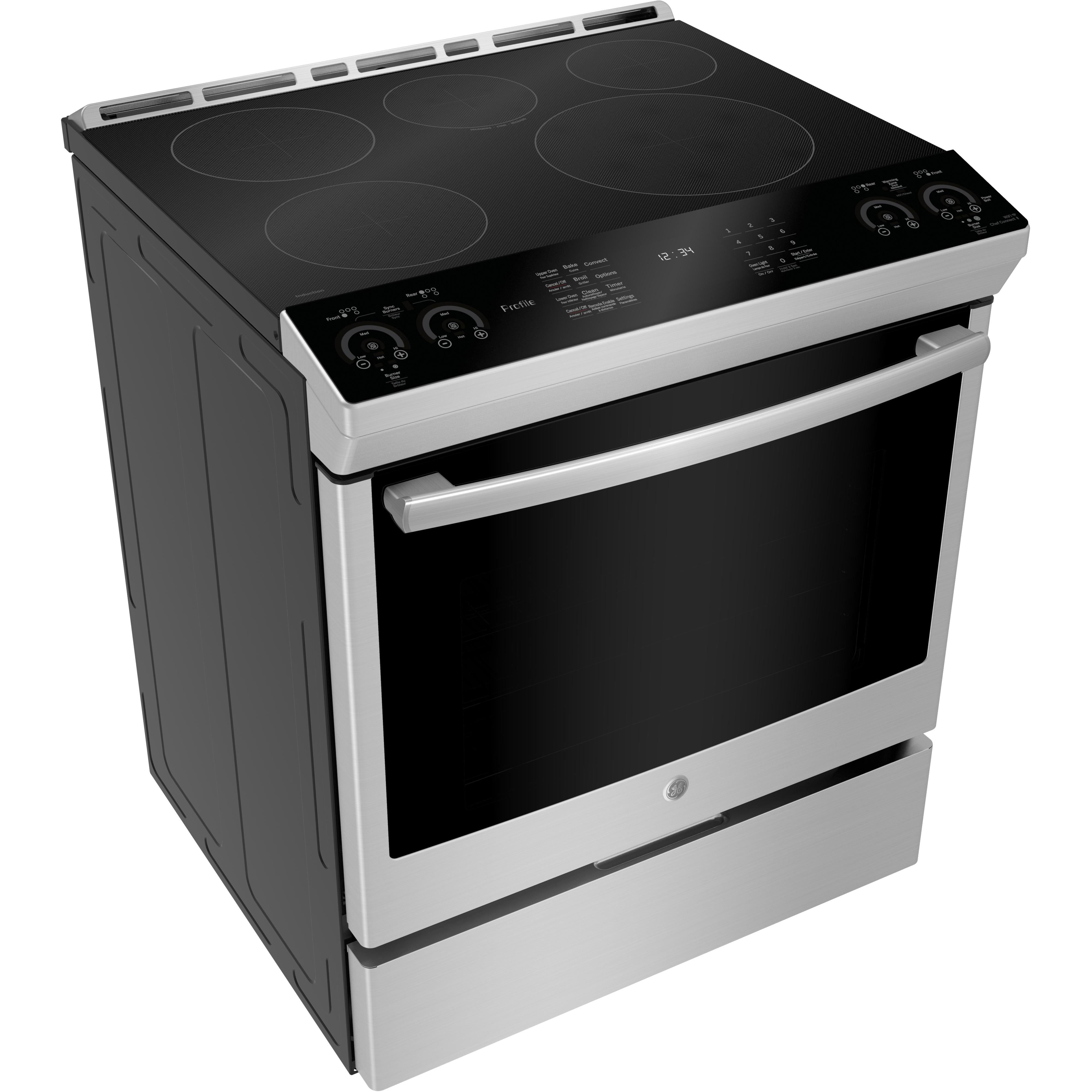 GE Profile 30-inch Slide-in Electric Induction Range with True European Convection Technology PCHS920YMFS