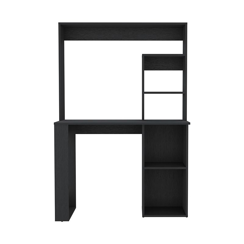 DEPOT E-SHOP Ethel Writing Computer Desk with Storage Shelves and Hutch， Black