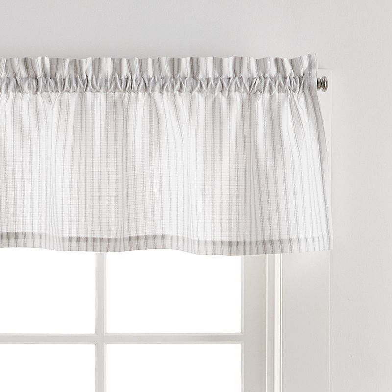 Martha Stewart Ticking Stripe Rod Pocket Top Tier and Valance Window Curtain Panels