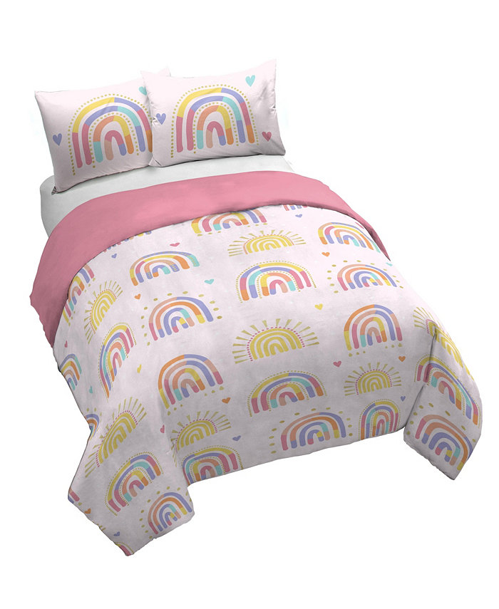 Saturday Park Doodle Rainbow 100% Organic Cotton Twin Duvet Cover and Sham Set