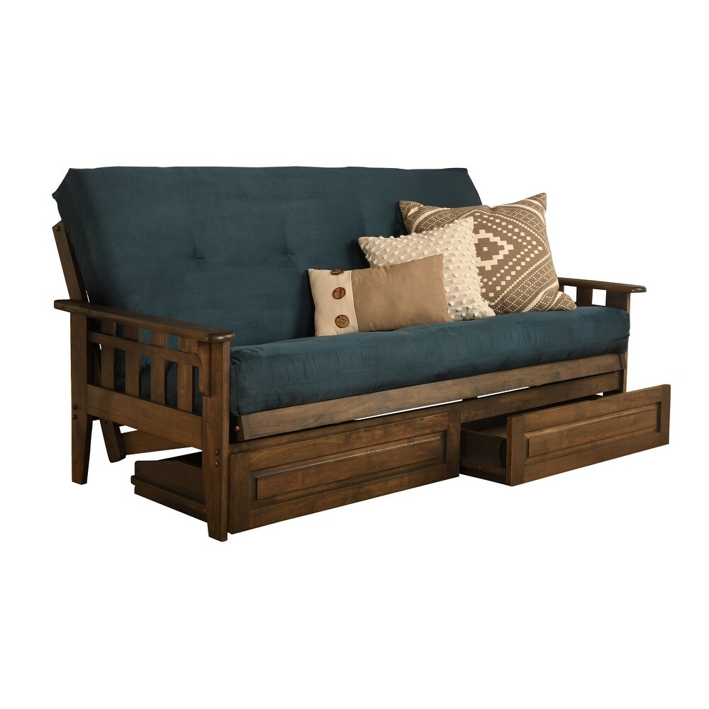 Somette Tucson Rustic Walnut Full size Futon Set with Storage Drawers