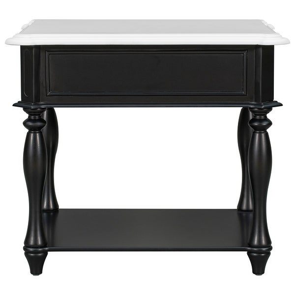 Classical Multifunctional End Table with Open Styled Shelf and Drawer