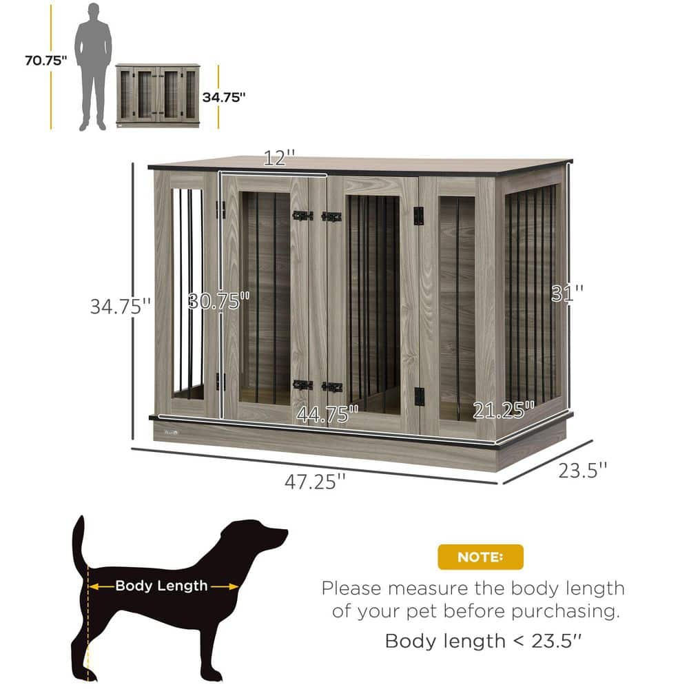 PawHut Furniture Style Dog Crate with Removable Panel, End Table with Two Rooms Design - Large D02-087V80