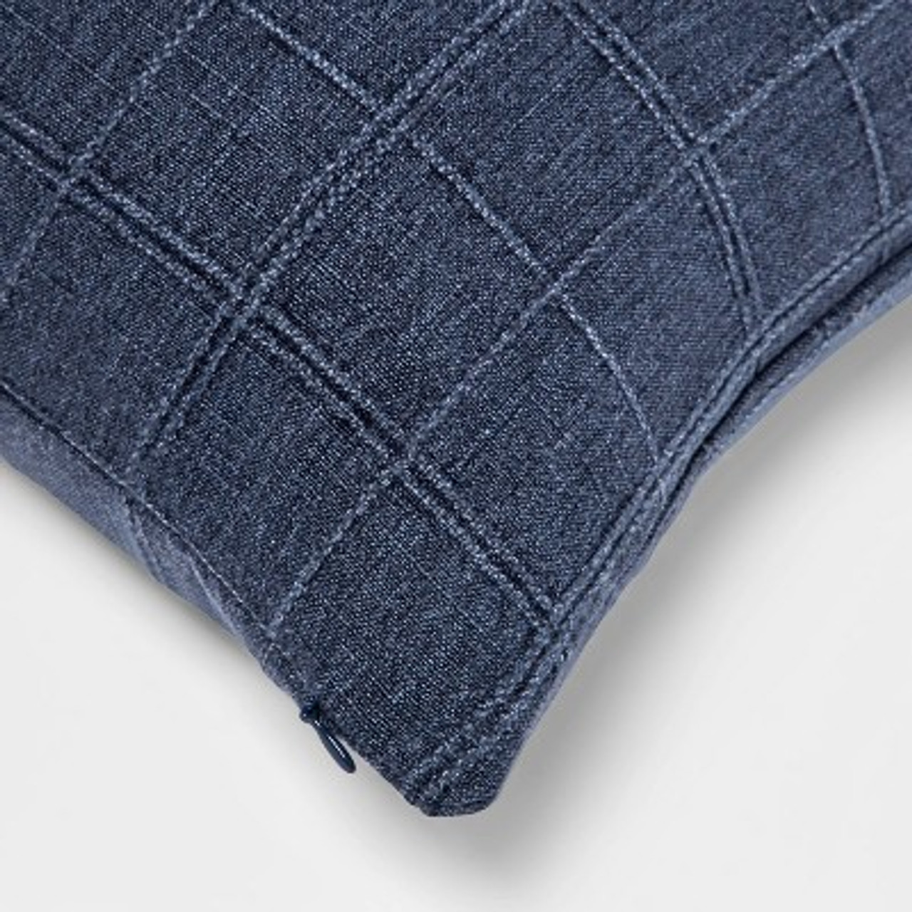 Oversized Woven Washed Windowpane Lumbar Throw Pillow Blue - Threshold™