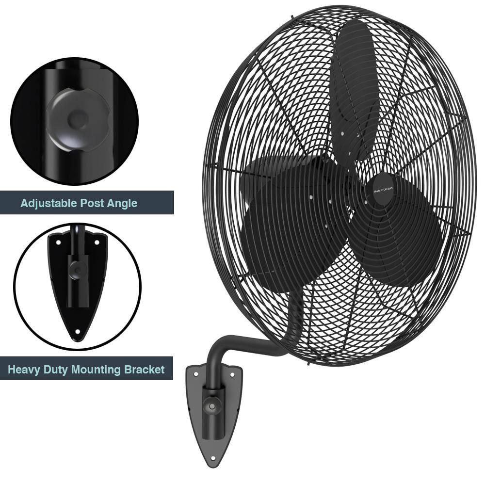 Hampton Bay 30 in. 3-Speed High Velocity Black Wall Mount Fan with 3 Blades 82030