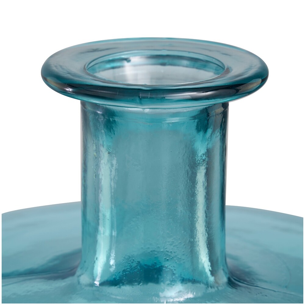 Teal Recycled Glass Spanish Bottleneck Vase