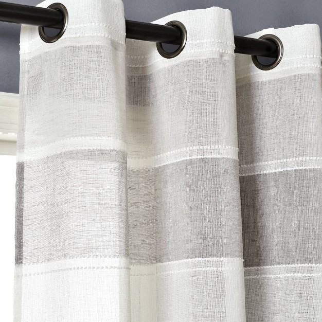 Textured Stripe Grommet Sheer Window Curtain Panels Lush D cor