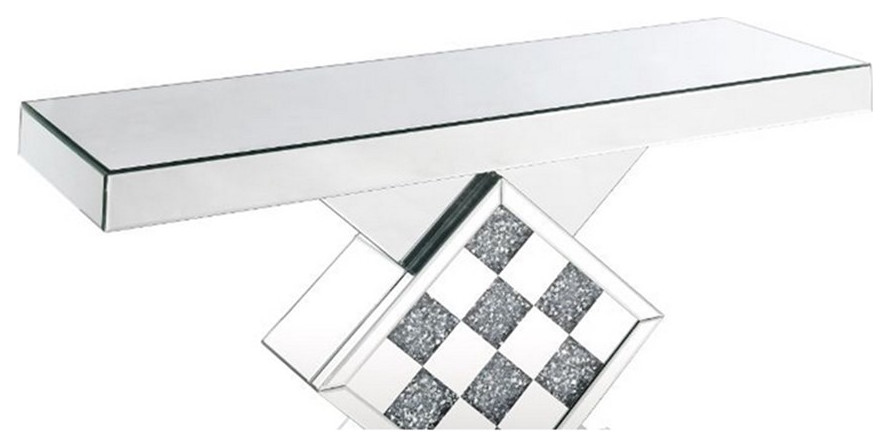 Console Table with Mirror Frame and Pedestal Base Silver   Contemporary   Console Tables   by Homesquare  Houzz