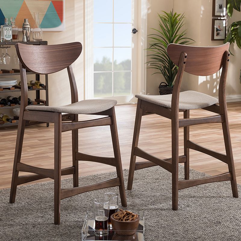 Baxton Studio Mid-Century Modern Counter Stool 2-piece Set