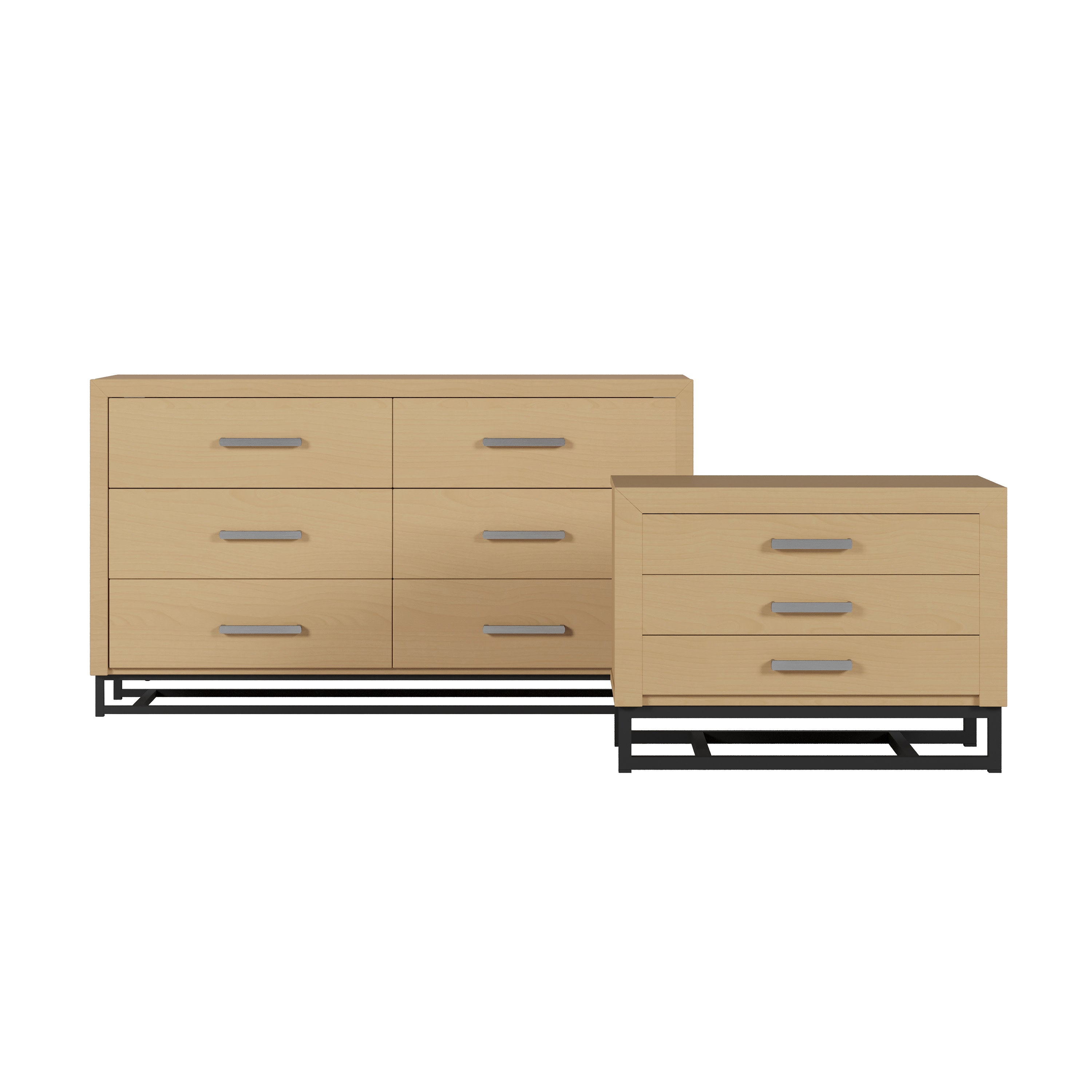 Borah Contemporary Faux Wood 2 Piece Double Dresser and Nightstand Bedroom Set