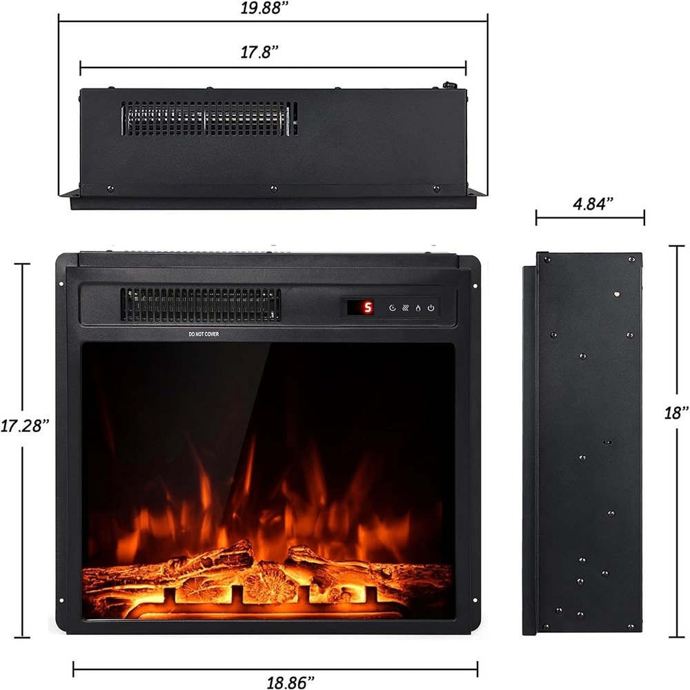 18 Inch Electric Fireplace Insert  Freestanding Fireplace Heater with Realistic LED Frame  Timer  Remote Control