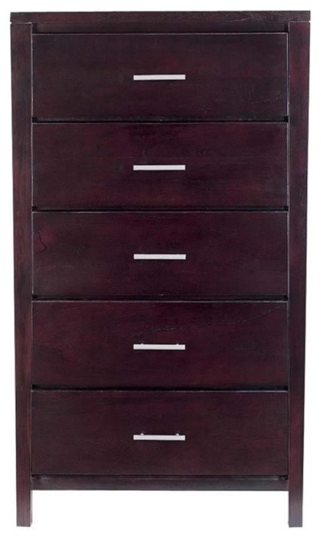 Bowery Hill Contemporary 5 Drawer Solid Wood Chest in Dark Espresso   Transitional   Accent Chests And Cabinets   by Homesquare  Houzz