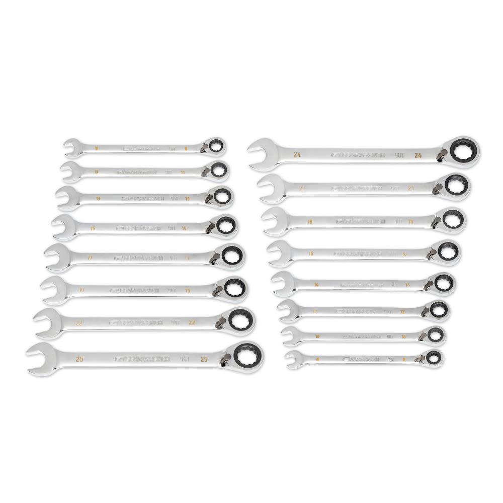 GEARWRENCH Ratcheting Wrench Set 90 Tooth 12 Point Metric Reversible 16pc 86629 from GEARWRENCH