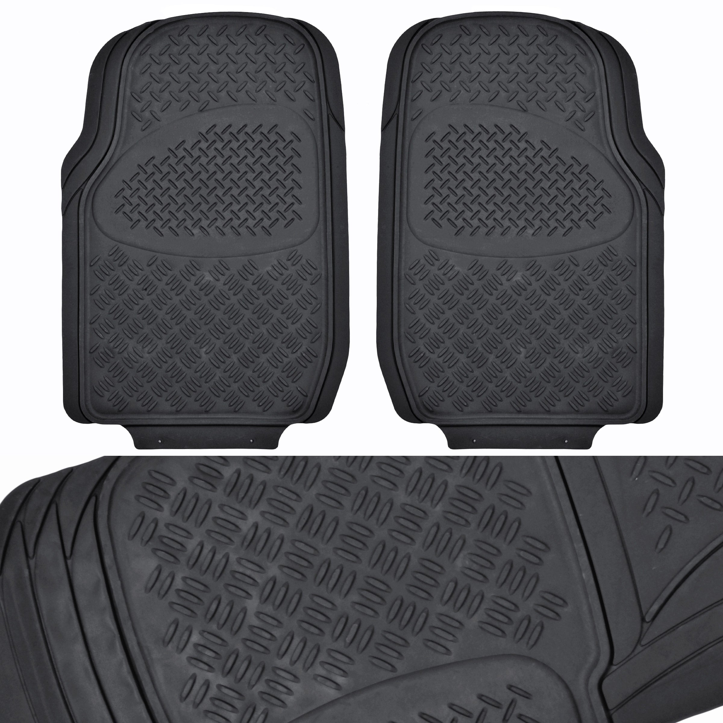 BDK Super Duty Rubber Floor Mats for Car SUV and Van with Cargo Mat， All Weather， Heavy Duty， 3 Colors