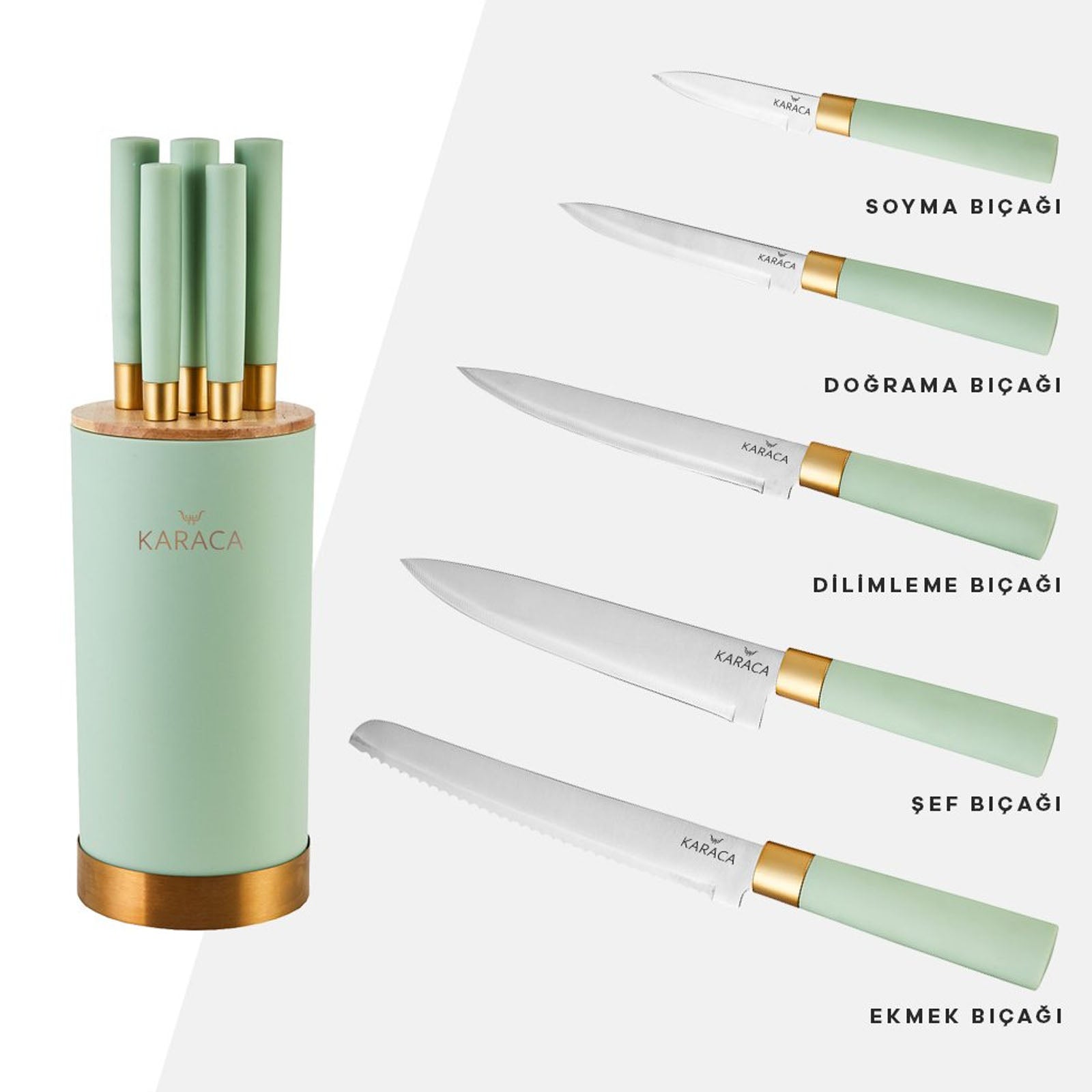 Karaca Woodland Herbal 6 Piece Knife Set 153.03.06.1480