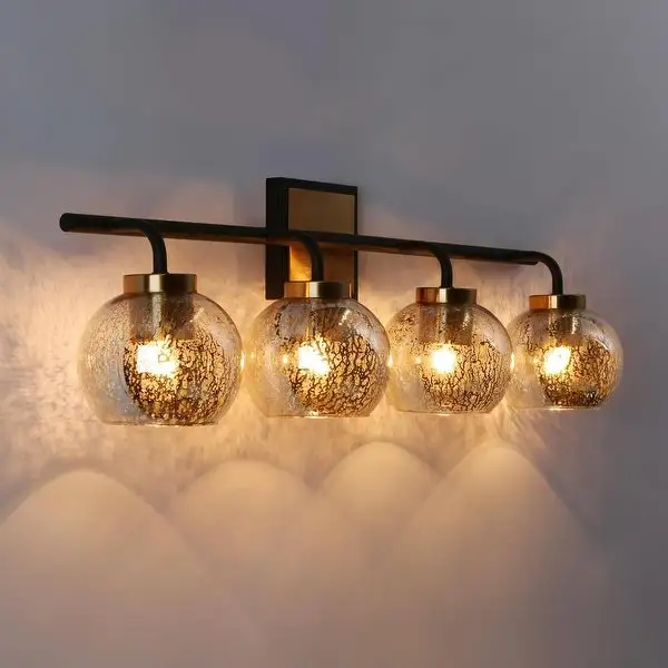 Modern Black Gold 2/3/4-Light Bathroom Mercury Glass Vanity Lights Wall Sconces