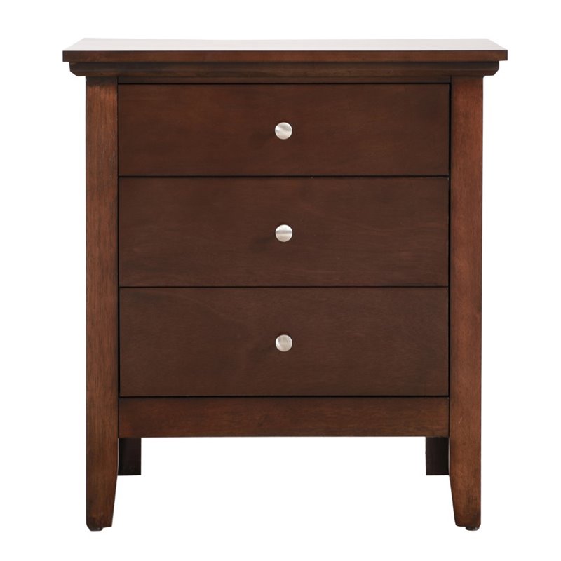 Home Square 3 Drawer Wood Nightstand Set in Cappuccino (Set of 2)