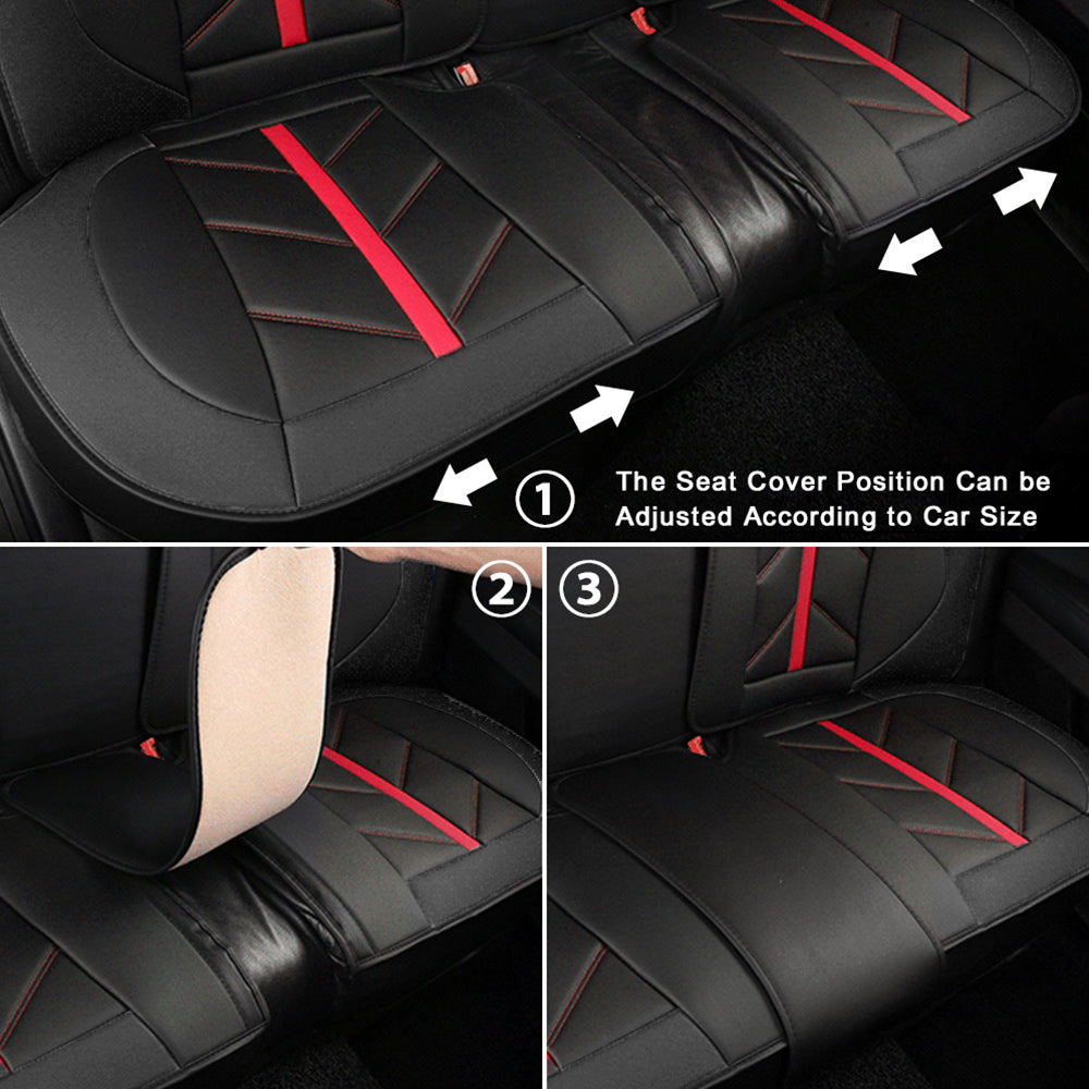 OTOEZ 5D Luxury Leather Car Seat Cover Full Set Front， Rear 5 Seats Protector Universal Fit