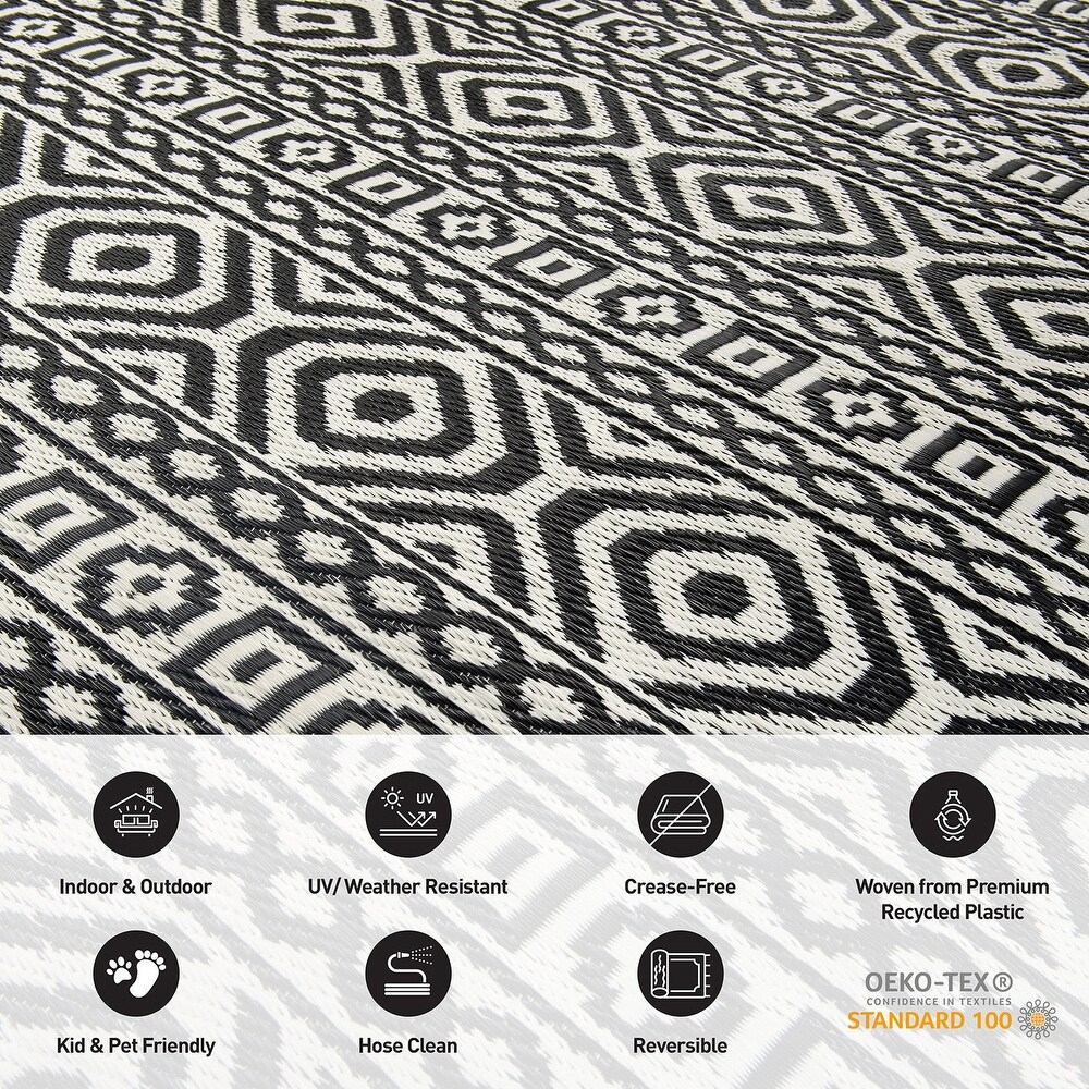 Contemporary Geometric Reversible Plastic Outdoor Rugs