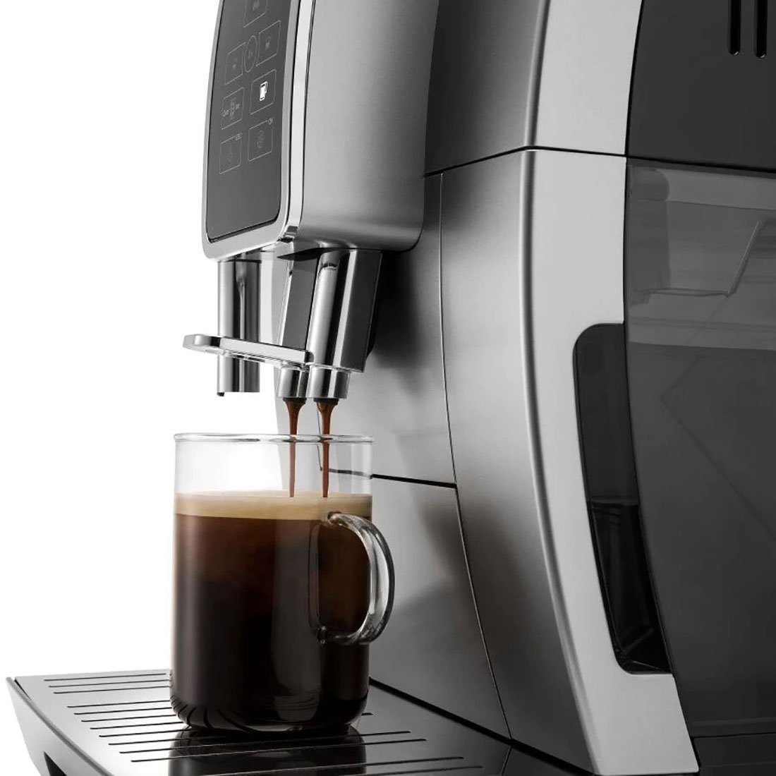 Delonghi Dinamica Silver Automatic Coffee Machine w/ Espresso and Iced Coffee Features