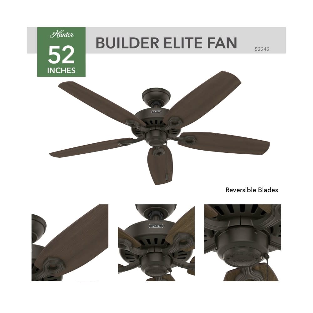 Hunter Builder Elite Ceiling Fan 52 Bronze Brazilian Cherry ;