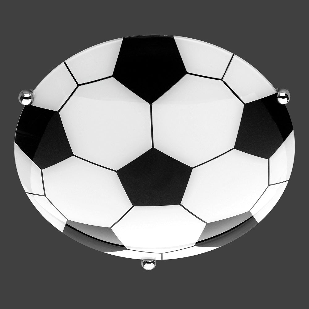 Britalia BR6160011-00 Black & White Modern Round Glass Football Flush Light 30cm