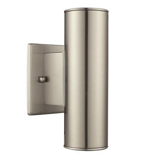 Home Decorators Collection Riga 2-Light Stainless Steel LED Outdoor Wall Sconce 201745A