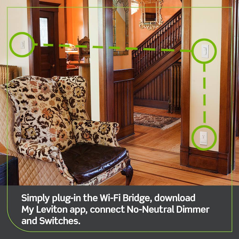 Leviton Decora Smart Wi-Fi Bridge Use with DN6HDDN15S No-Neutral Dimmers and Switches R02-MLWSB-1RW