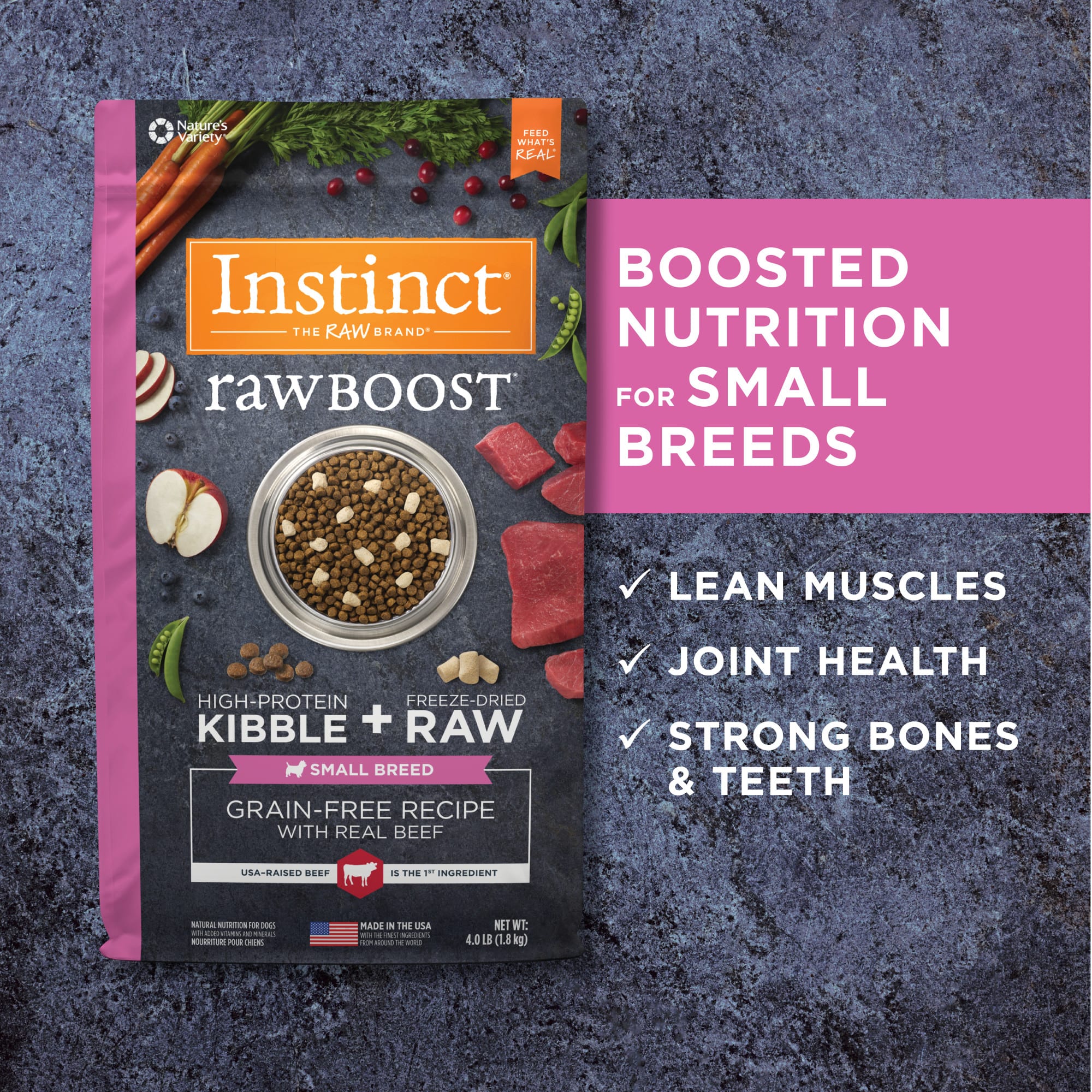 Instinct Raw Boost Small Breed Grain Free Recipe with Real Beef Natural Dry Dog Food， 10 lbs.