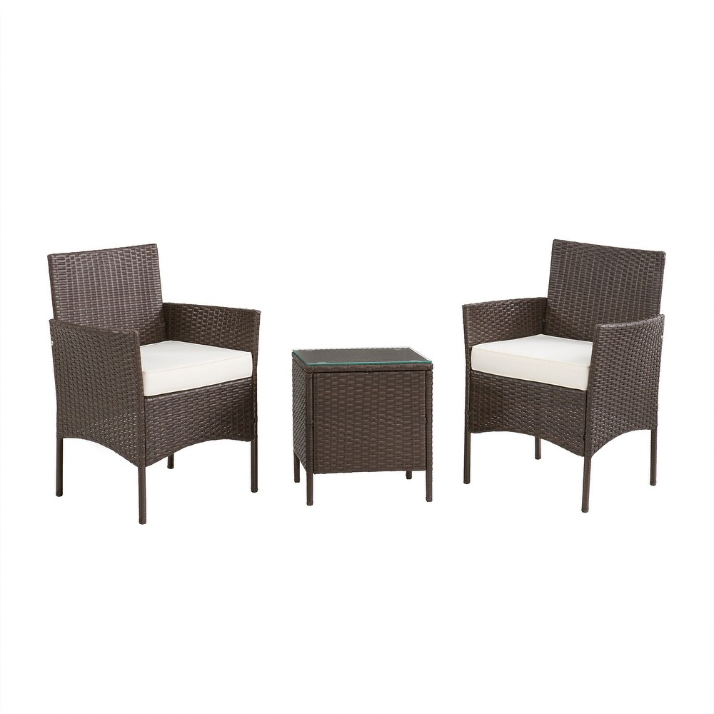 Lavish Home 3 Piece Set Rattan Outdoor Patio Furniture  Brown