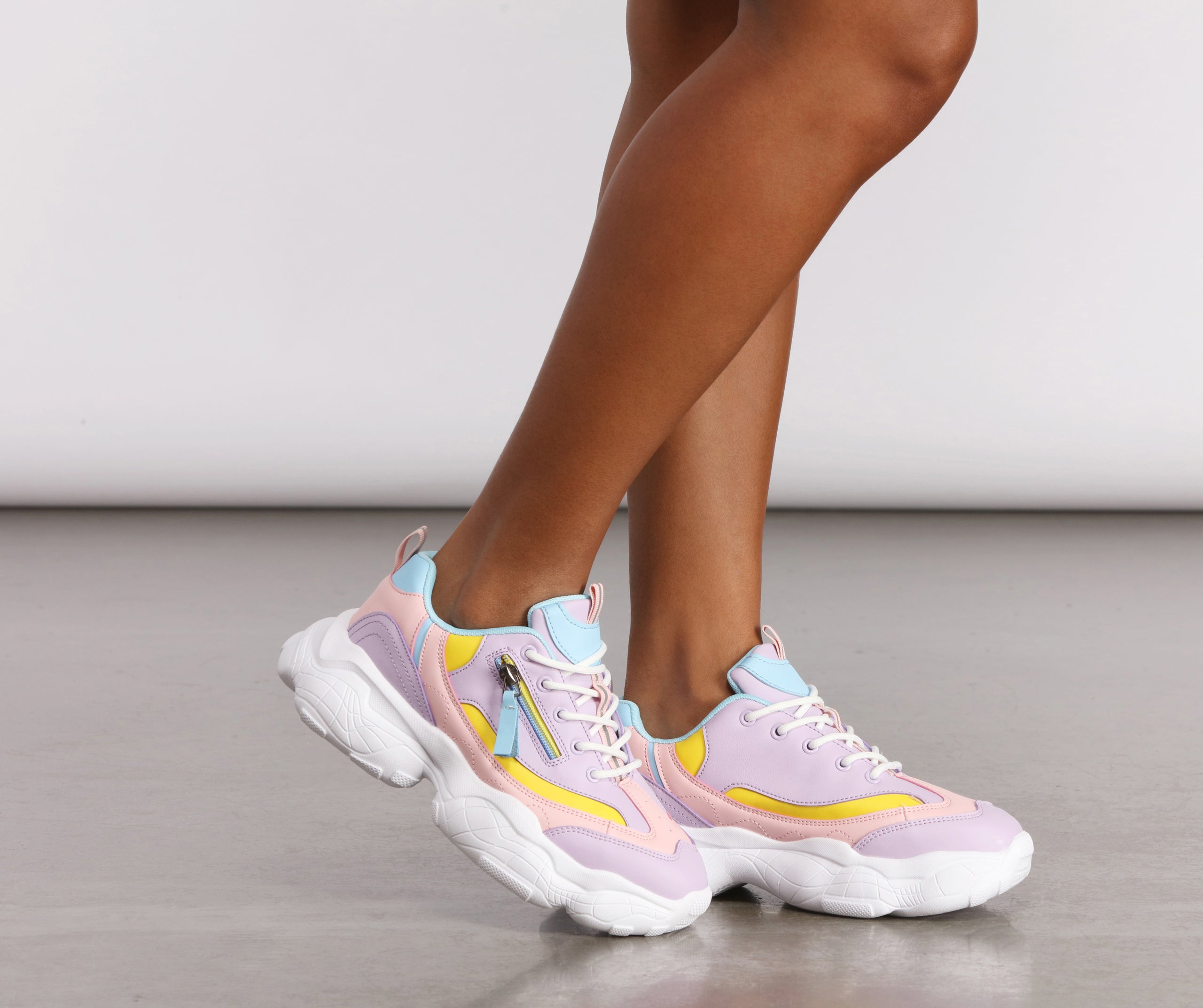 Pastel With Zipper Chunky Sneakers