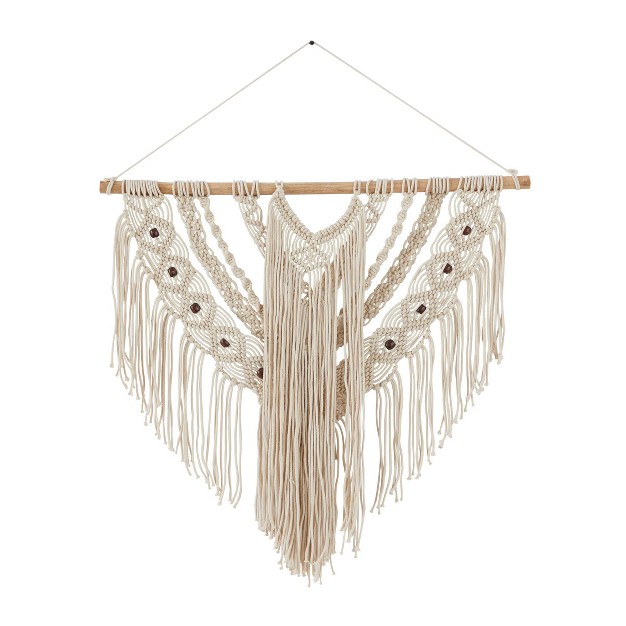 Cotton Macrame Intricately Weaved Wall Decor With Beaded Fringe Tassels Olivia amp May