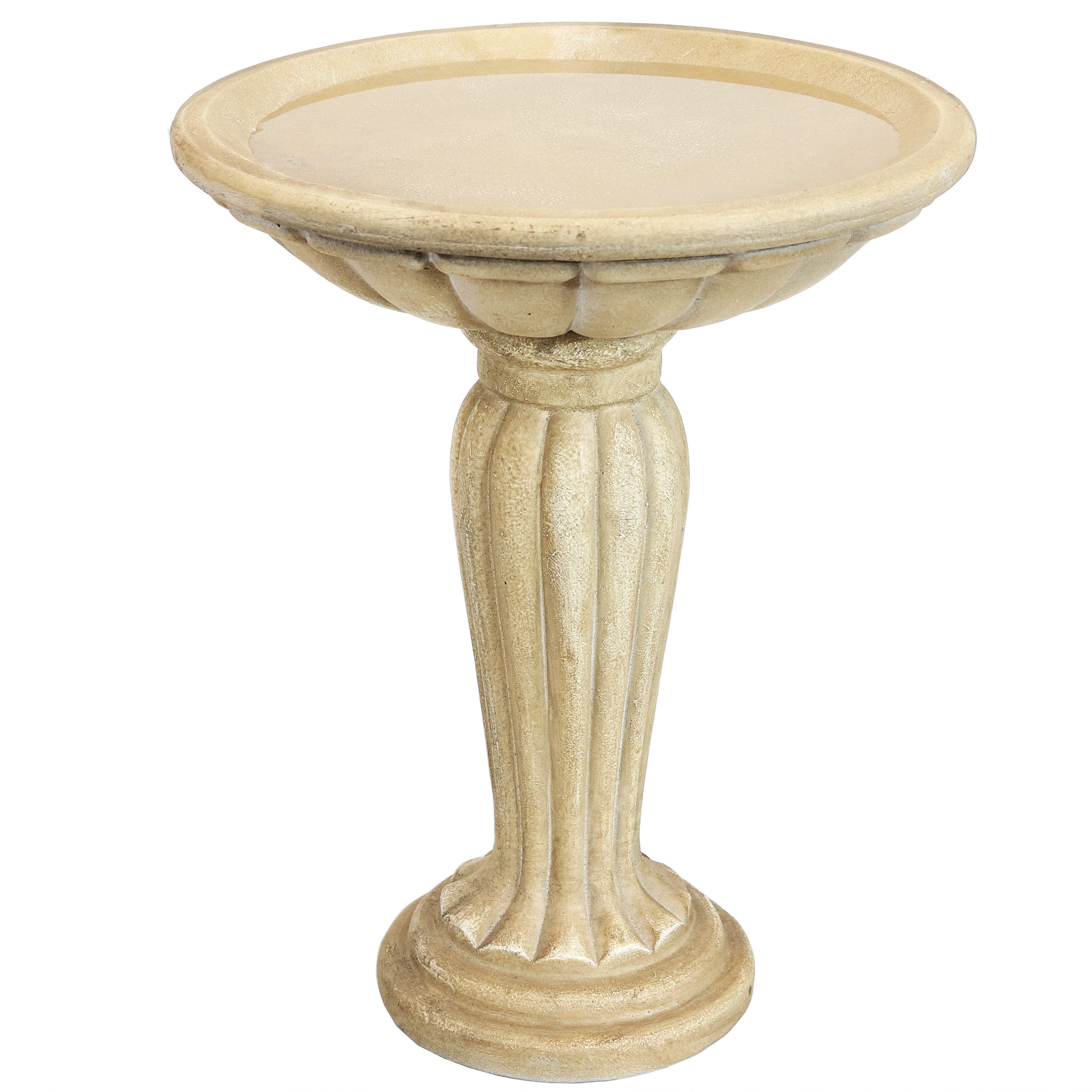 Sunnydaze Outdoor Glass Fiber Reinforced Concrete Patio Garden Grecian Column Style Bird Bath - 20" - White