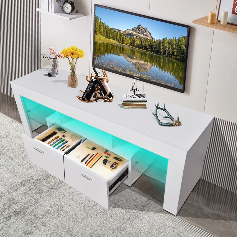 LED TV Stand Modern TV Stand with Storage Entertainment Center with Drawer TV cabinet for Up to 75 inch