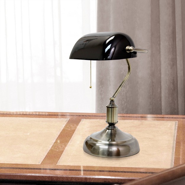 Executive Banker x27 s Desk Lamp With Glass Shade Simple Designs