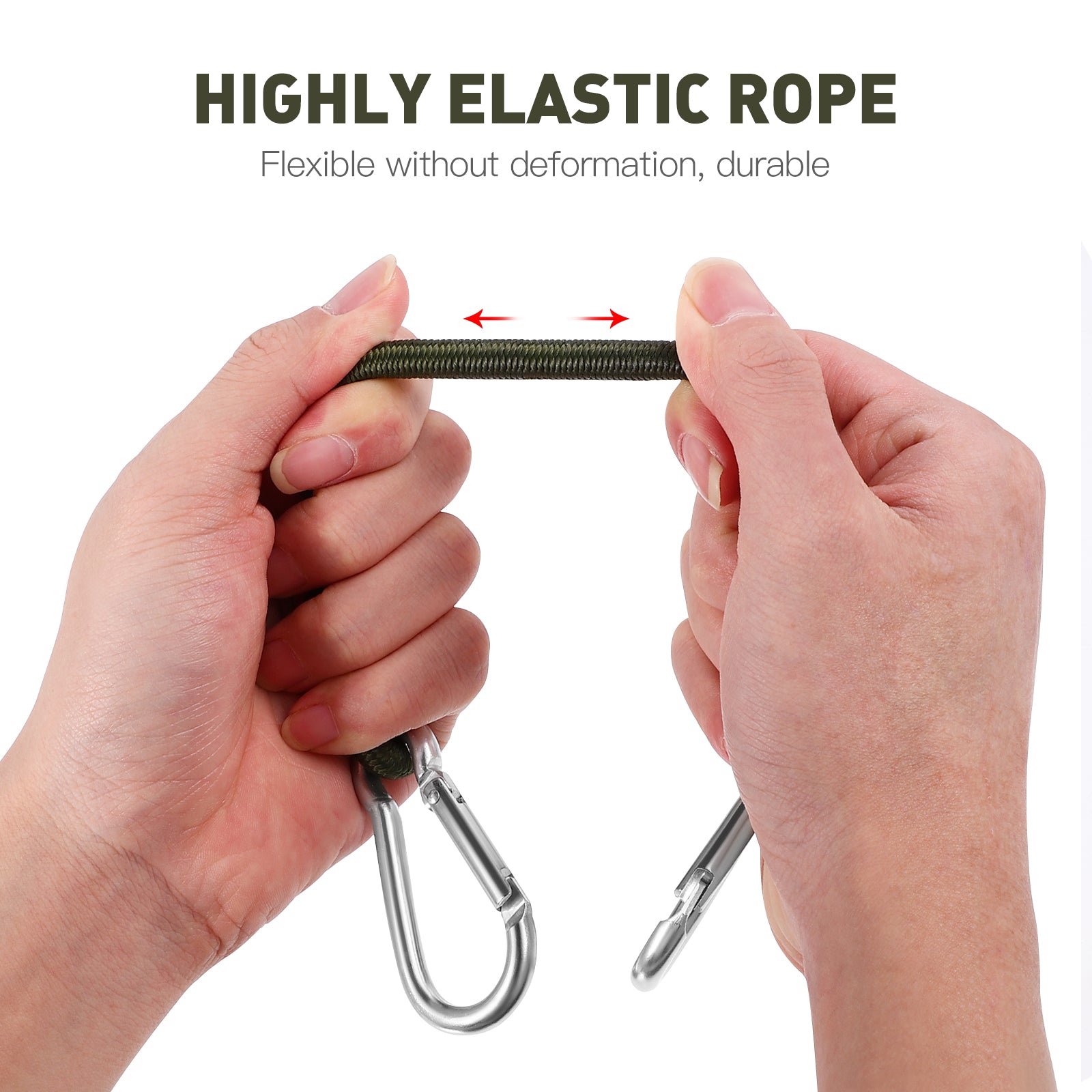 Homemaxs Bungee Cord Cords Straps Carabiner Strap Lashing Clip Tie Elastic Outdoor Luggage Duty Downs Hooks Rope Rubber