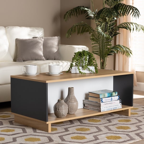 Marigold Multicolor Oak Brown and Grey Wood Storage Coffee Table