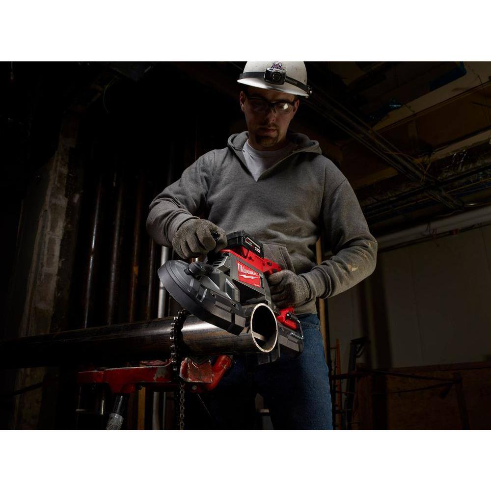 MW M18 FUEL 18-V Lithium-Ion Brushless Cordless Deep Cut Band Saw with Two 5.0Ah Batteries Charger and Hammer DrillDriver 2729-22-2904-20