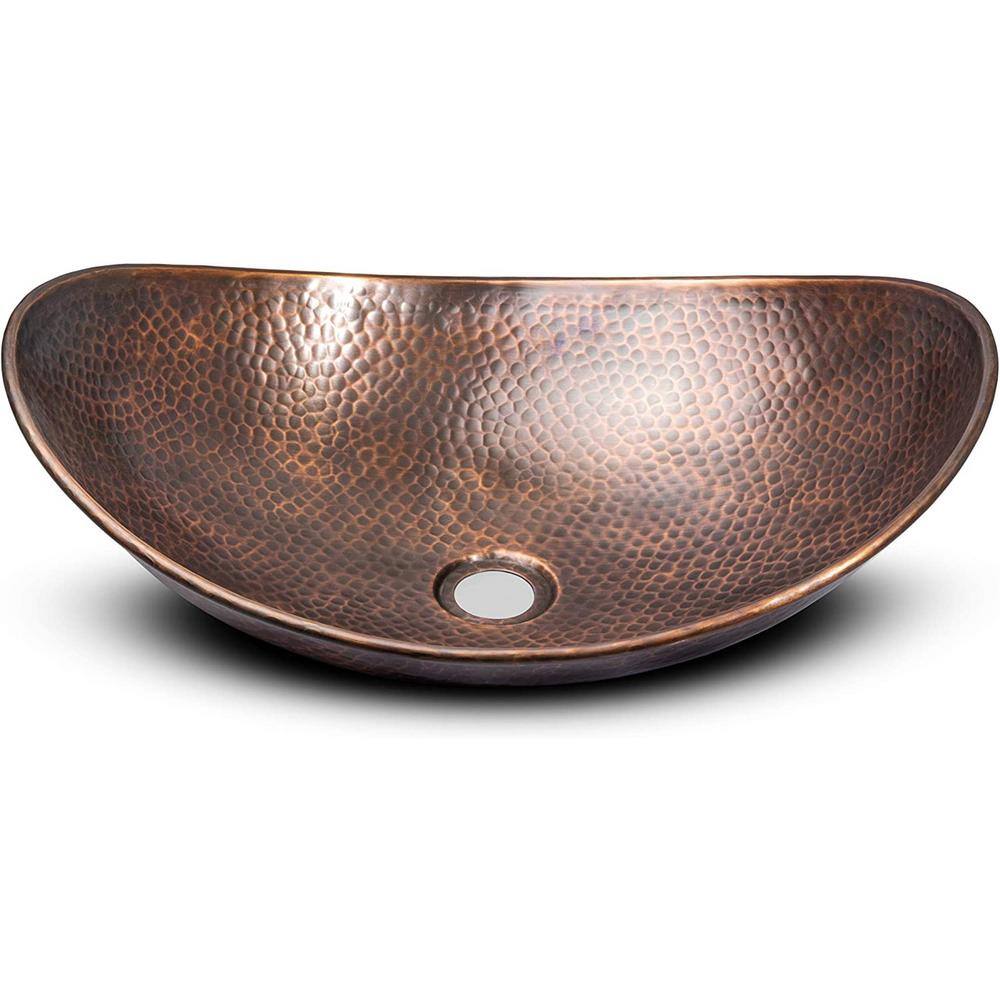 Monarch Abode 19 in. Hand Hammered Harbor Vessel Bathroom Sink in Pure Copper 17086