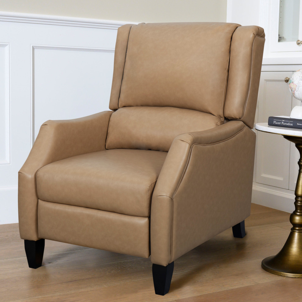 Warren Faux Leather Pushback Recliner   Transitional   Recliner Chairs   by Abbyson Living  Houzz