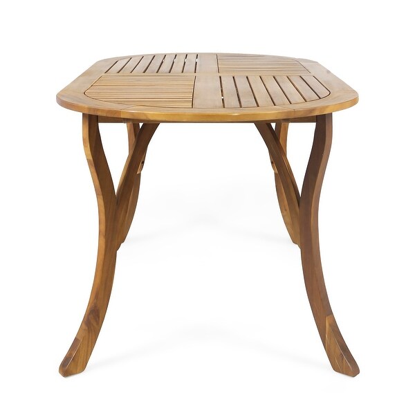 Oval Teak Veneer Dining Table